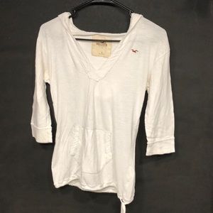 Hollister white hooded T-shirt small